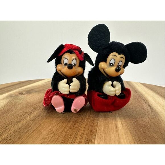 VINTAGE Mickey & Minnie Mouse Disney Clip On Clasping Hands Plush Toys - Picture 1 of 5
